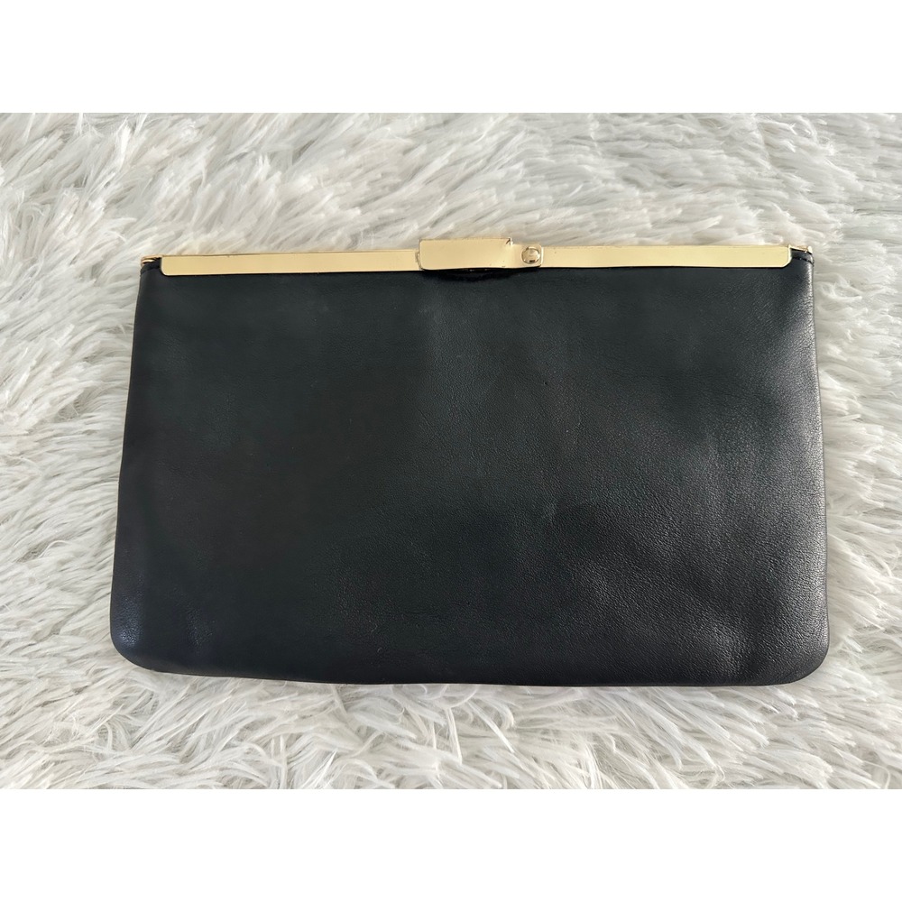 J crew black leather clutch bag handbag - Picture 2 of 8